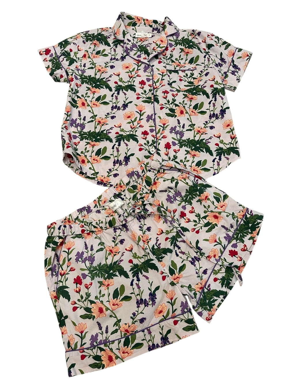 Denise Rea Garden Groove Short Sleep Set in Lavender Floral 100% Poplin size M